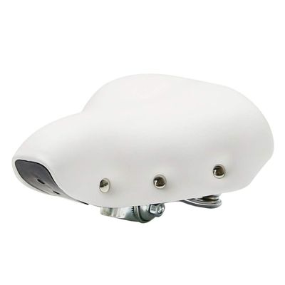 UNISTRENGH Sprung Vintage Bike Saddle, Comfy Wide Saddle Comfortable Bicycle Seat Foam Padded Cushion for Men Women, White