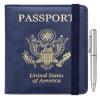 WALNEW Passport Holder for Travel, RFID Passport Cover Wallet for Women Men, PU Leather Passport Book Card Holder Case with Pen, Travelling Essentials for Flying view 1