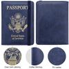 WALNEW Passport Holder for Travel, RFID Passport Cover Wallet for Women Men, PU Leather Passport Book Card Holder Case with Pen, Travelling Essentials for Flying view 2
