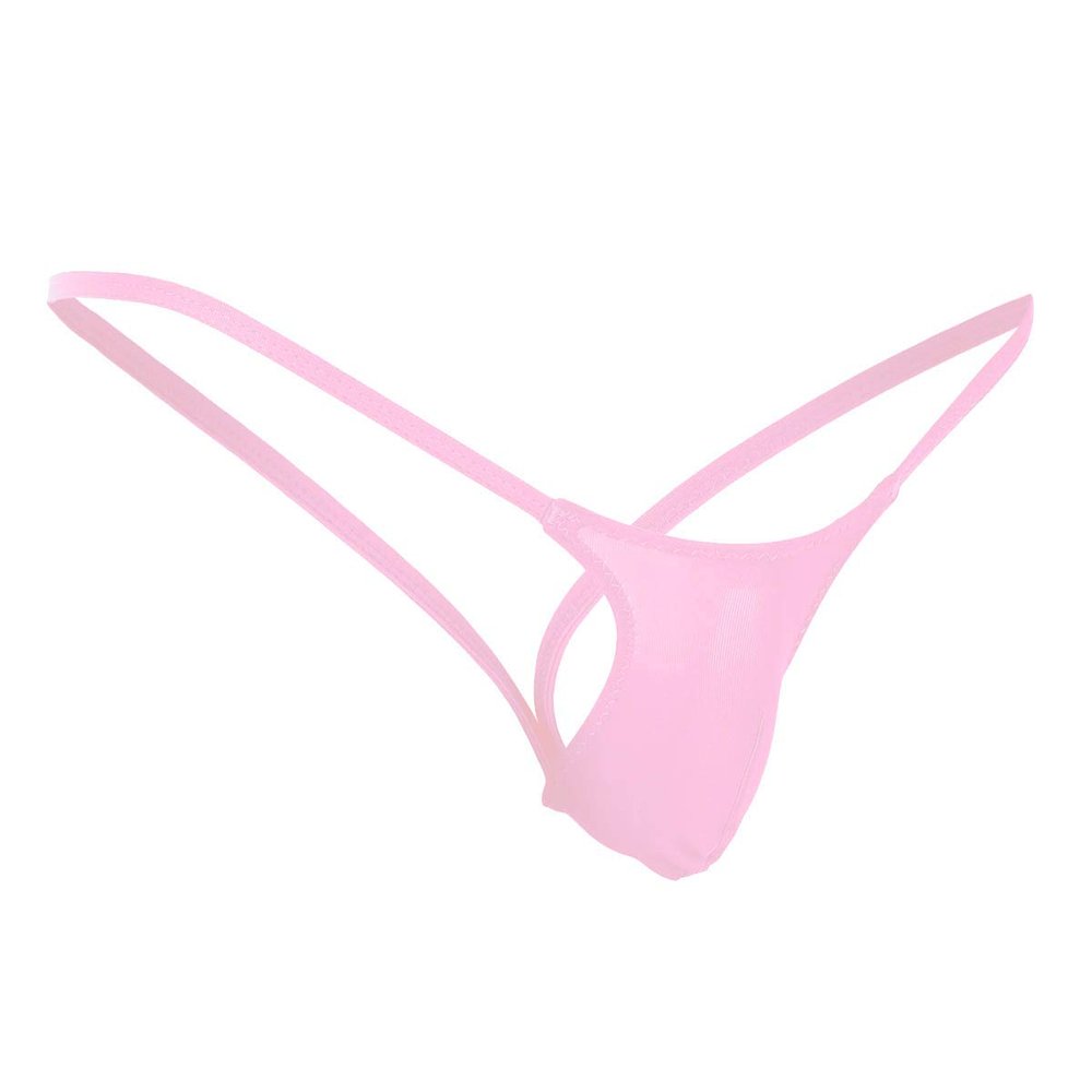 ACSUSS Men's Grape Smugglers Micro Bulge Pouch Thongs V-String Bikini Briefs Underwear Pink M