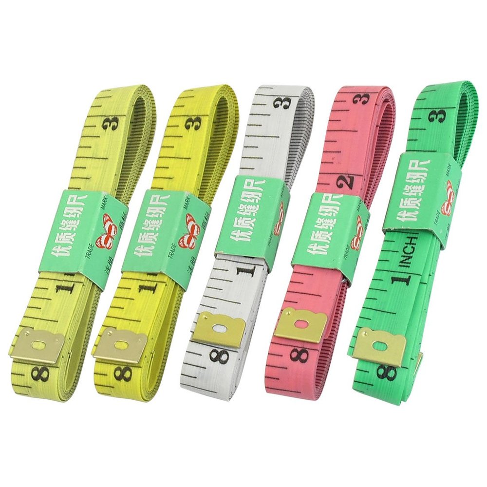 Aexit 0.5" Wide Tools & Home Improvement Four Colors Soft Fiber Glass Flat Ruler Tape Measure 150cm 60" Tape Measures 5 Pcs