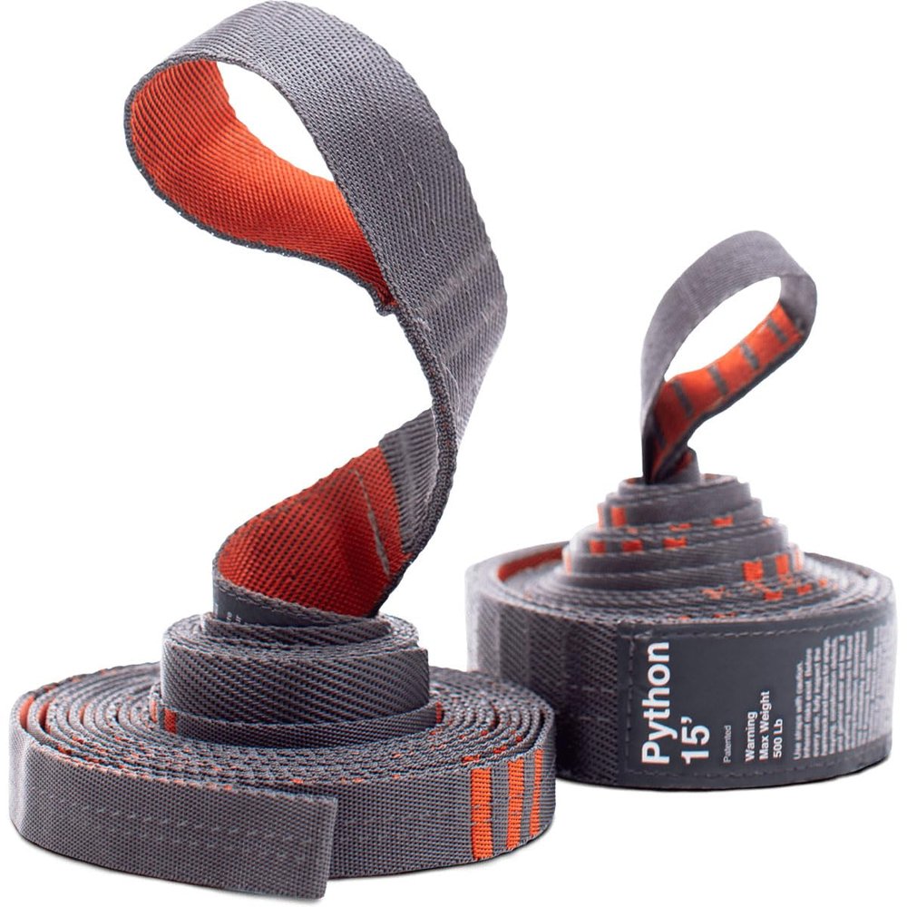 KAMMOK: Python 15' Tree Friendly Hammock Straps | Woven, No-Stretch, Knotless, Durable Holds up to 500lbs, (Lightweight for Hiking, Camping, Backpacking), Set of 2 w/Stuff Sack