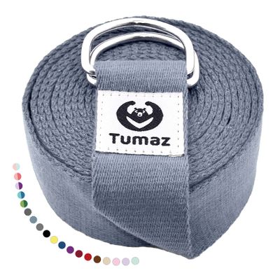 Tumaz Yoga Strap/Stretch Bands [15+ Colors, 6/8/10 Feet Options] with Extra Safe Adjustable D-Ring Buckle, Durable and Comfy Delicate Texture - Best for Daily Stretching, Physical Therapy, Fitness