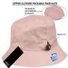 Adjustable Waterproof Bucket Rain Hat in Nylon, Easy to fold (Pink) view 2