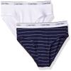 Calvin Klein Kids Girls' Modern Cotton Bikini Underwear 2-Pack, Ck Navy Stripe/Classic White, Small view 1