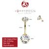 Forbidden Body Jewelry Long Belly Button Rings, Belly Button Jewelry, 14G Surgical Steel, Tri-Prong Round CZ Solitaire Belly Ring for Women, Internally Threaded (Gold/Clear) view 2