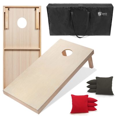 Tailgating Pros 4'x2' & 3'x2' Premium Cornhole Boards w/Carrying Case & Set of 8 All Weather Cornhole Bags (You Pick Colors) 150+ Color Combos! (3'x2', Red/Charcoal)