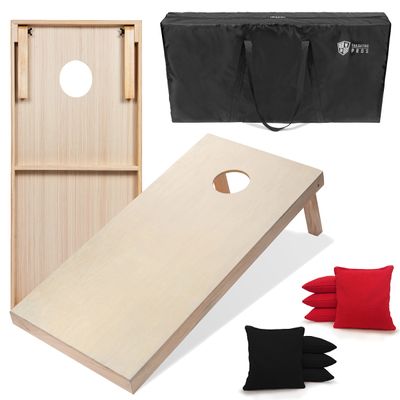 Tailgating Pros 4'x2' & 3'x2' Premium Cornhole Boards w/Carrying Case & Set of 8 All Weather Cornhole Bags (You Pick Colors) 150+ Color Combos! (3'x2', Black/Red)