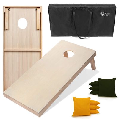 Tailgating Pros 4'x2' & 3'x2' Premium Cornhole Boards w/Carrying Case & Set of 8 All Weather Cornhole Bags (You Pick Colors) 150+ Color Combos! (3'x2', Yellow/Hunter Green)
