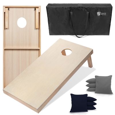 Tailgating Pros 4'x2' & 3'x2' Premium Cornhole Boards w/Carrying Case & Set of 8 All Weather Cornhole Bags (You Pick Colors) 150+ Color Combos! (3'x2', Navy Blue/Grey)