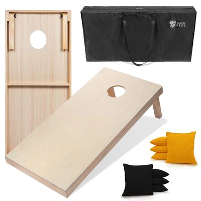 Tailgating Pros 4'x2' & 3'x2' Premium Cornhole Boards w/Carrying Case & Set of 8 All Weather Cornhole Bags (You Pick Colors) 150+ Color Combos! (3'x2', Black/Yellow)
