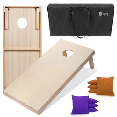 Tailgating Pros 4'x2' & 3'x2' Premium Cornhole Boards w/Carrying Case & Set of 8 All Weather Cornhole Bags (You Pick Colors) 150+ Color Combos! (3'x2', Purple/Gold)