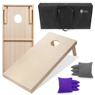 Tailgating Pros 4'x2' & 3'x2' Premium Cornhole Boards w/Carrying Case & Set of 8 All Weather Cornhole Bags (You Pick Colors) 150+ Color Combos! (3'x2', Purple/Grey)