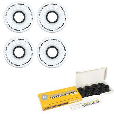 Ricta Skateboard Wheels with Hybrid Ceramic Bearings 52mm 92A Clouds White/Black
