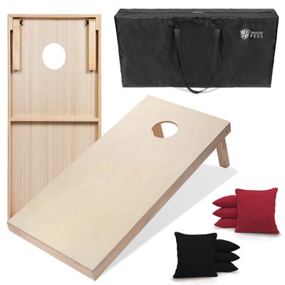 Tailgating Pros 4'x2' & 3'x2' Premium Cornhole Boards w/Carrying Case & Set of 8 All Weather Cornhole Bags (You Pick Colors) 150+ Color Combos! (3'x2', Black/Scarlet)