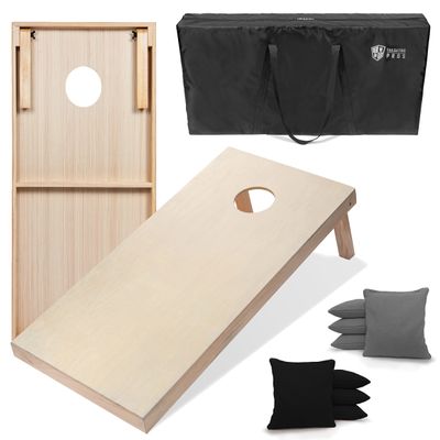 Tailgating Pros 4'x2' & 3'x2' Premium Cornhole Boards w/Carrying Case & Set of 8 All Weather Cornhole Bags (You Pick Colors) 150+ Color Combos! (3'x2', Black/Grey)