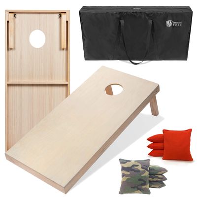 Tailgating Pros 4'x2' & 3'x2' Premium Cornhole Boards w/Carrying Case & Set of 8 All Weather Cornhole Bags (You Pick Colors) 150+ Color Combos! (3'x2', Green Camo/Orange)