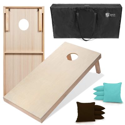 Tailgating Pros 4'x2' & 3'x2' Premium Cornhole Boards w/Carrying Case & Set of 8 All Weather Cornhole Bags (You Pick Colors) 150+ Color Combos! (3'x2', Brown/Baby)
