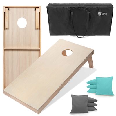 Tailgating Pros 4'x2' & 3'x2' Premium Cornhole Boards w/Carrying Case & Set of 8 All Weather Cornhole Bags (You Pick Colors) 150+ Color Combos! (3'x2', Grey/Baby Blue)