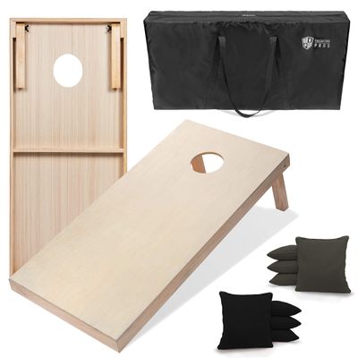 Tailgating Pros 4'x2' & 3'x2' Premium Cornhole Boards w/Carrying Case & Set of 8 All Weather Cornhole Bags (You Pick Colors) 150+ Color Combos! (3'x2', Black/Charcoal)