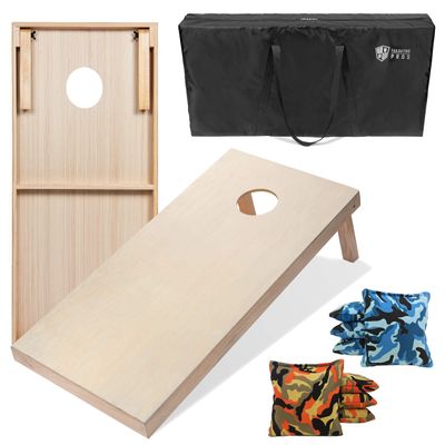 Tailgating Pros 4'x2' & 3'x2' Premium Cornhole Boards w/Carrying Case & Set of 8 All Weather Cornhole Bags (You Pick Colors) 150+ Color Combos! (3'x2', Orange Camo/Blue Camo)
