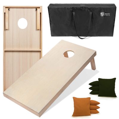 Tailgating Pros 4'x2' & 3'x2' Premium Cornhole Boards w/Carrying Case & Set of 8 All Weather Cornhole Bags (You Pick Colors) 150+ Color Combos! (4'x2', Gold/Hunter)