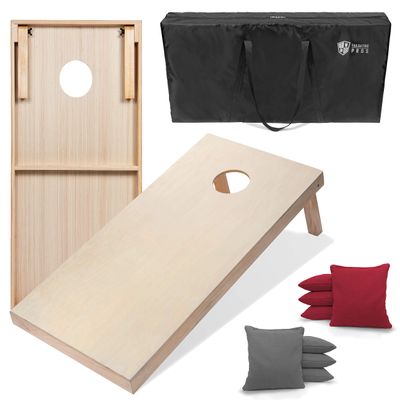Tailgating Pros 4'x2' & 3'x2' Premium Cornhole Boards w/Carrying Case & Set of 8 All Weather Cornhole Bags (You Pick Colors) 150+ Color Combos! (3'x2', Grey/Scarlet)