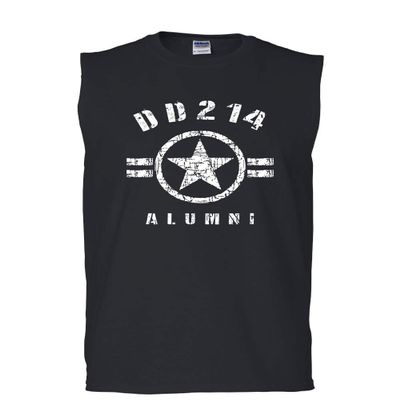 DD214 Alumni Muscle Shirt Military Service Veteran American Patriot Sleeveless Black Small