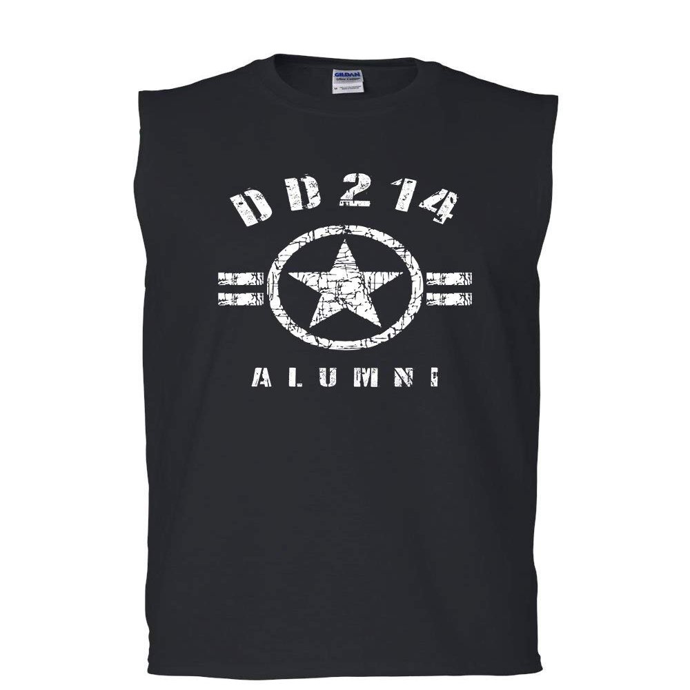 DD214 Alumni Muscle Shirt Military Service Veteran American Patriot Sleeveless Black Small