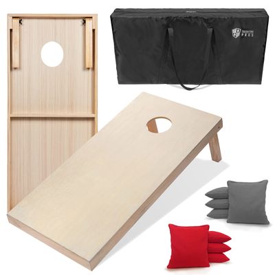 Tailgating Pros 4'x2' & 3'x2' Premium Cornhole Boards w/Carrying Case & Set of 8 All Weather Cornhole Bags (You Pick Colors) 150+ Color Combos! (3'x2', Red/Grey)