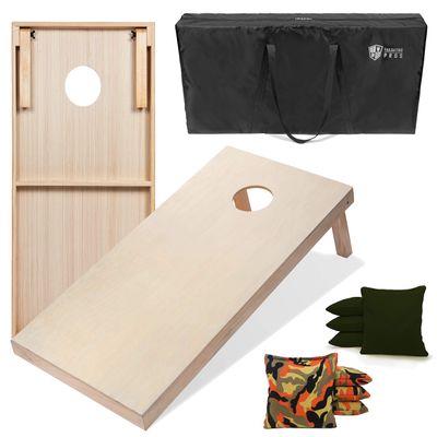 Tailgating Pros 4'x2' & 3'x2' Premium Cornhole Boards w/Carrying Case & Set of 8 All Weather Cornhole Bags (You Pick Colors) 150+ Color Combos! (3'x2', Orange Camo/Hunter Green)