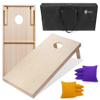 Tailgating Pros 4'x2' & 3'x2' Premium Cornhole Boards w/Carrying Case & Set of 8 All Weather Cornhole Bags (You Pick Colors) 150+ Color Combos! (3'x2', Yellow/Purple)