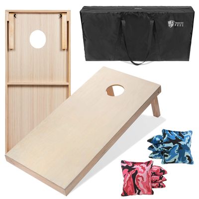 Tailgating Pros 4'x2' & 3'x2' Premium Cornhole Boards w/Carrying Case & Set of 8 All Weather Cornhole Bags (You Pick Colors) 150+ Color Combos! (3'x2', Pink Camo/Blue Camo)