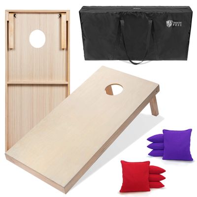 Tailgating Pros 4'x2' & 3'x2' Premium Cornhole Boards w/Carrying Case & Set of 8 All Weather Cornhole Bags (You Pick Colors) 150+ Color Combos! (3'x2', Red/Purple)