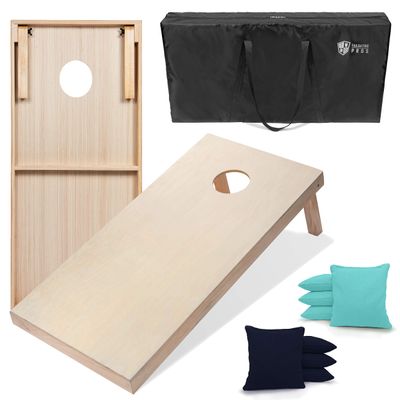 Tailgating Pros 4'x2' & 3'x2' Premium Cornhole Boards w/Carrying Case & Set of 8 All Weather Cornhole Bags (You Pick Colors) 150+ Color Combos! (3'x2', Navy Blue/Baby Blue)