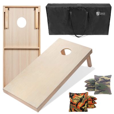 Tailgating Pros 4'x2' & 3'x2' Premium Cornhole Boards w/Carrying Case & Set of 8 All Weather Cornhole Bags (You Pick Colors) 150+ Color Combos! (3'x2', Orange Camo/Green Camo)