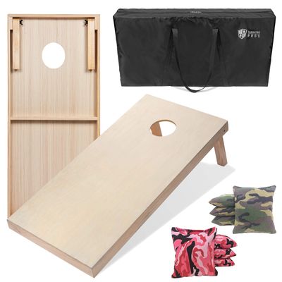 Tailgating Pros 4'x2' & 3'x2' Premium Cornhole Boards w/Carrying Case & Set of 8 All Weather Cornhole Bags (You Pick Colors) 150+ Color Combos! (3'x2', Pink Camo/Green Camo)