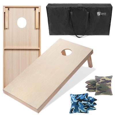 Tailgating Pros 4'x2' & 3'x2' Premium Cornhole Boards w/Carrying Case & Set of 8 All Weather Cornhole Bags (You Pick Colors) 150+ Color Combos! (3'x2', Blue Camo/Green Camo)