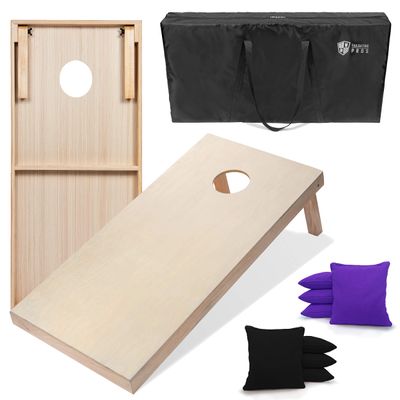 Tailgating Pros 4'x2' & 3'x2' Premium Cornhole Boards w/Carrying Case & Set of 8 All Weather Cornhole Bags (You Pick Colors) 150+ Color Combos! (3'x2', Black/Purple)
