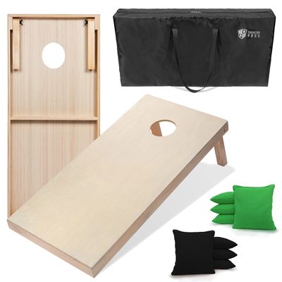 Tailgating Pros 4'x2' & 3'x2' Premium Cornhole Boards w/Carrying Case & Set of 8 All Weather Cornhole Bags (You Pick Colors) 150+ Color Combos! (3'x2', Black/Kelly Green)