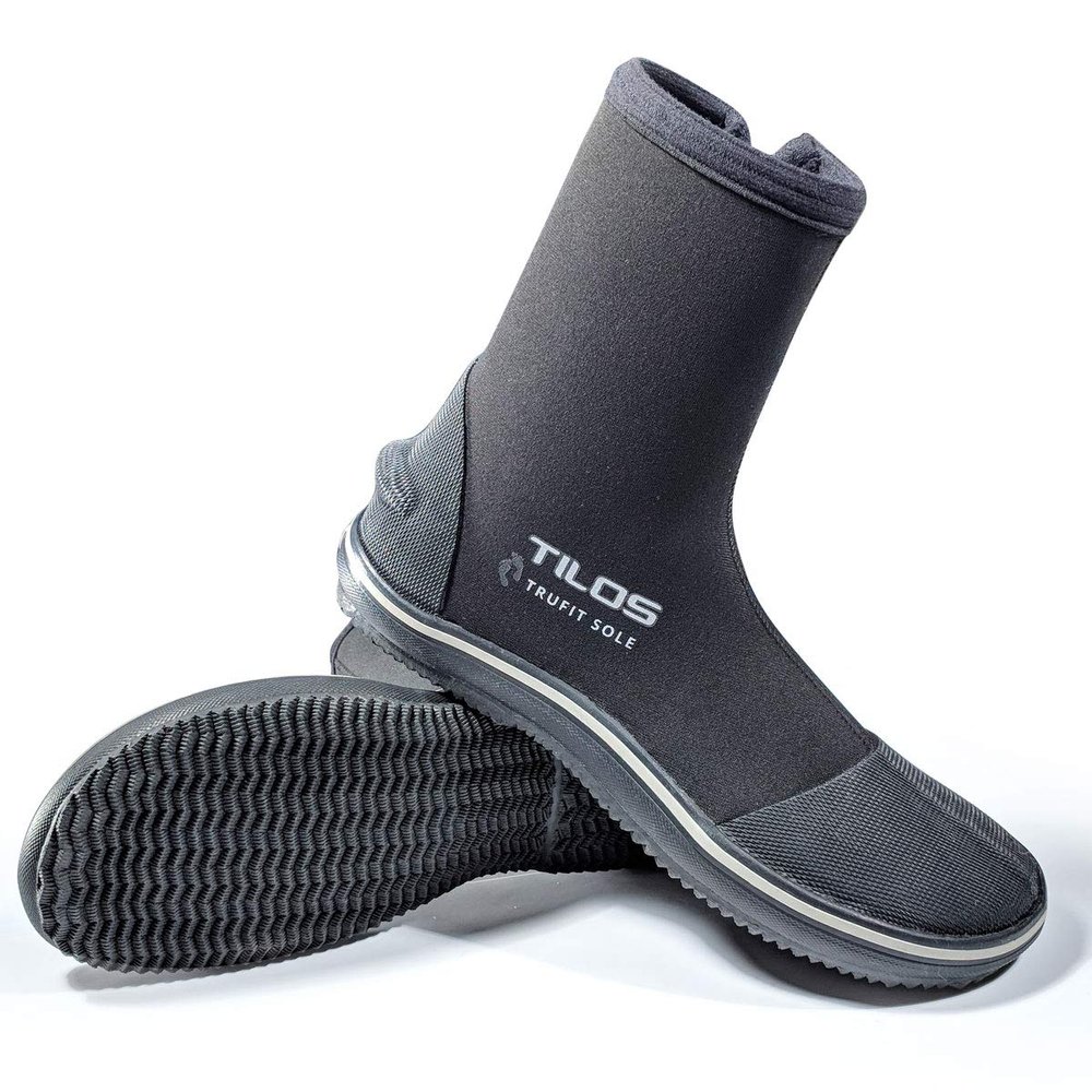 Tilos TruFit Dive Boots - Ergonomic Scuba Booties, 5mm Rubber Toe Cap and Heel Boot, Mens 9 / Womens 10