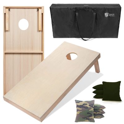 Tailgating Pros 4'x2' & 3'x2' Premium Cornhole Boards w/Carrying Case & Set of 8 All Weather Cornhole Bags (You Pick Colors) 150+ Color Combos! (3'x2', Green Camo/Hunter Green)