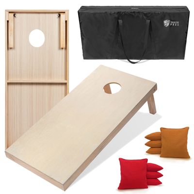 Tailgating Pros 4'x2' & 3'x2' Premium Cornhole Boards w/Carrying Case & Set of 8 All Weather Cornhole Bags (You Pick Colors) 150+ Color Combos! (3'x2', Red/Gold)