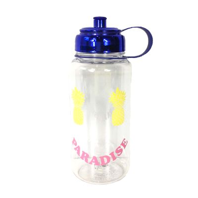 Tri-Coastal Design Pineapple Paradise Smile Water Bottle, Reusable BPA Free Plastic Hydration Bottle with Carry Loop