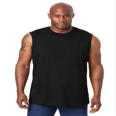 KingSize Men's Big & Tall Shrink-Less Lightweight Muscle T-Shirt - XL, Black