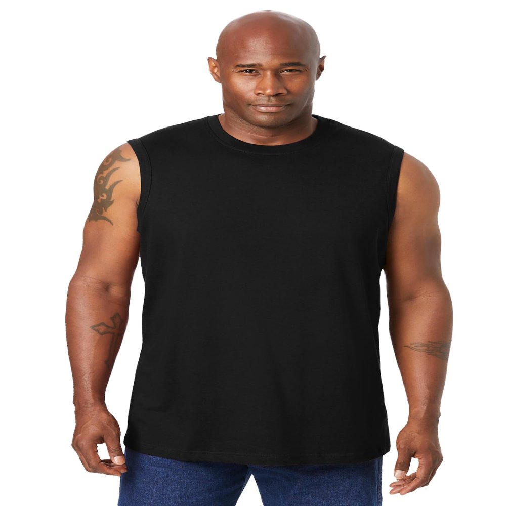 KingSize Men's Big & Tall Shrink-Less Lightweight Muscle T-Shirt - XL, Black