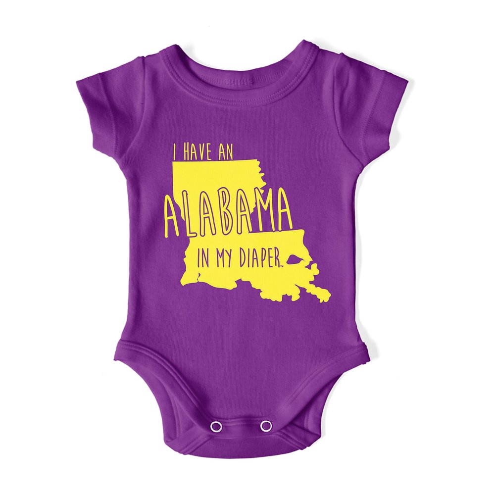 In My Diaper I Have an Alabama LSU Louisiana Fans Baby One Piece 6 Months Purple