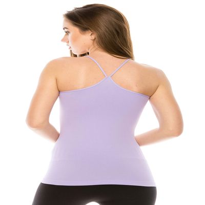 Kurve Women's Camisole Tank Top - Basic Stretch Y-Back Spaghetti Strap Cami UV Protective Fabric UPF 50+ (Made in USA), Lilac, Large/X-Large