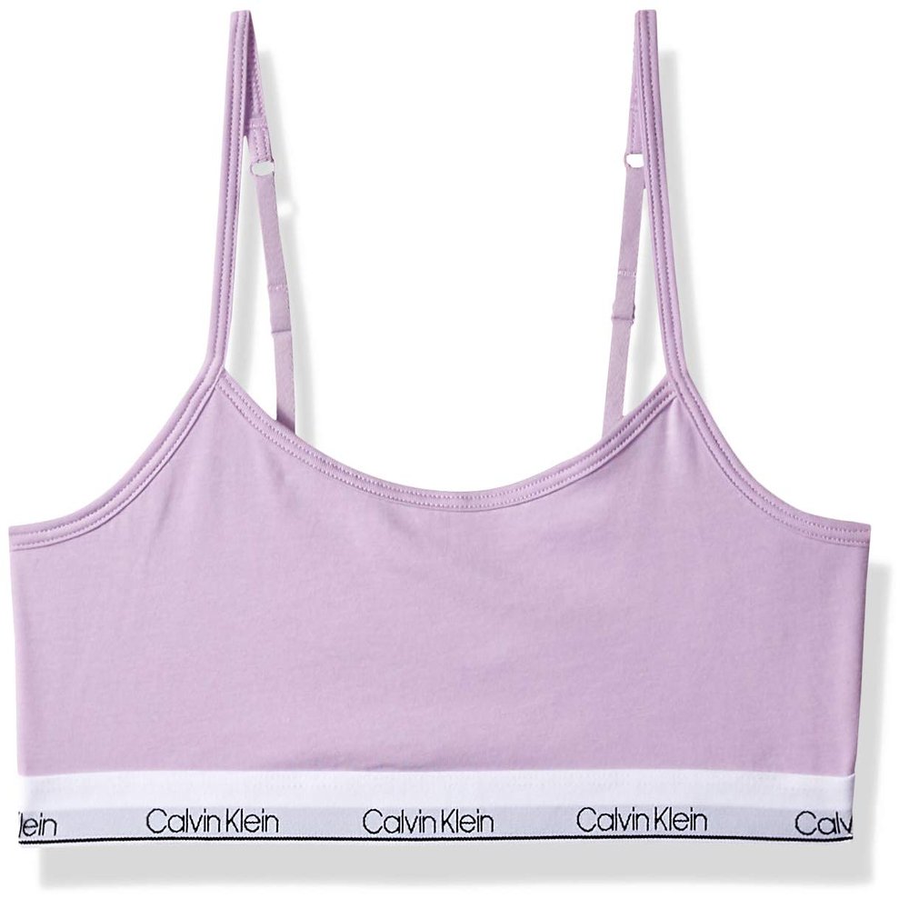 Calvin Klein Girls' Cotton Training Bralette with Adjustable Straps - Comfortable and Supportive | Lilac | Large