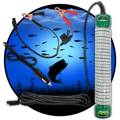 Green Blob Outdoors Fishing Light - Blue, Underwater with 30ft Cord, LED Fish Attractor for Crappie, Snook, Bass & Catfish (15,000 3-Prong Plug)